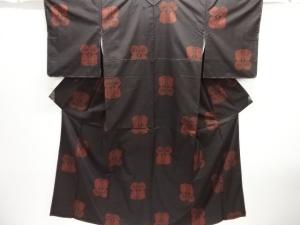 遠州椿模様織出し本場泥大島紬着物（5マルキ）